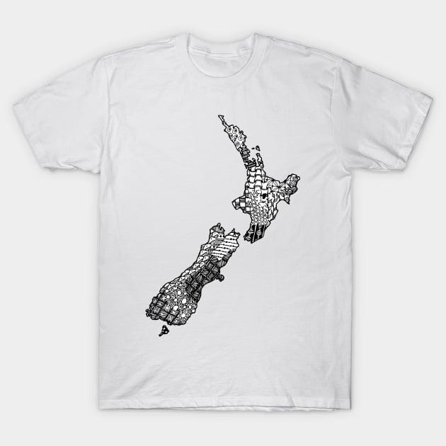 New Zealand doodle map T-Shirt by honeythief